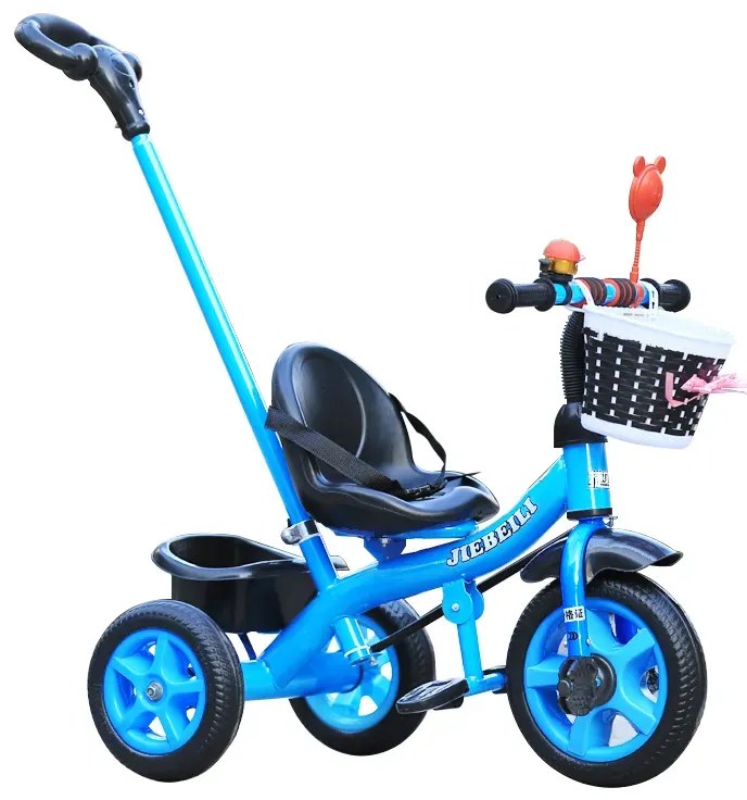 Tricicleta cu pedale pentru copii 2-5 ani, cu maner parental detasabil, Albastru