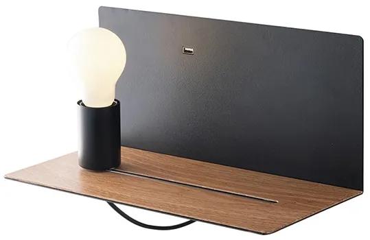 Aplica de perete, mufa USB design modern FLASH negru I-FLASH-AP NER FE