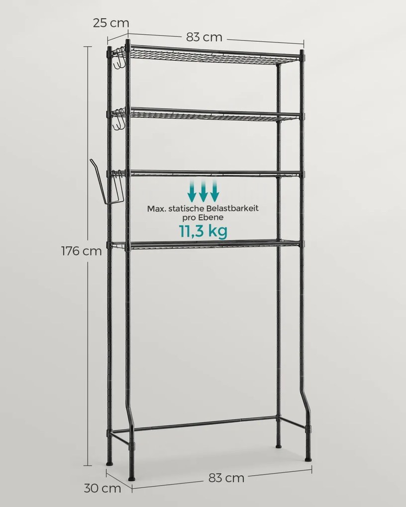 Raft baie WC Songmics Negru 83x30x179 cm