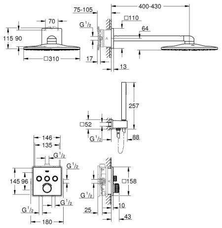 GROHE 34712000 - Set de duș SMARTCONTROL 310 × 310 mm, crom lucios