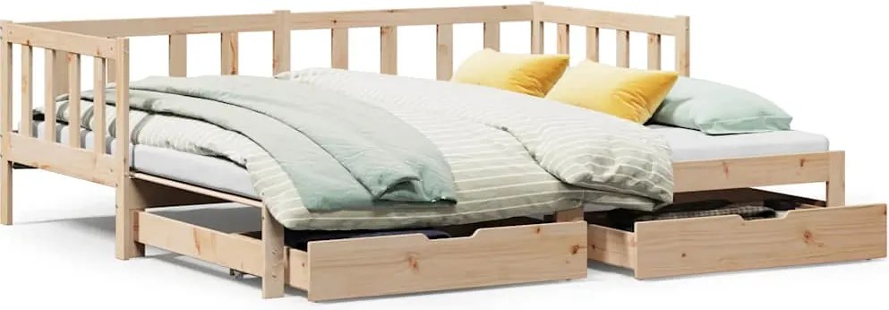 vidaXL Pat de zi cu extensie și sertare fără saltea, 80x200 cm