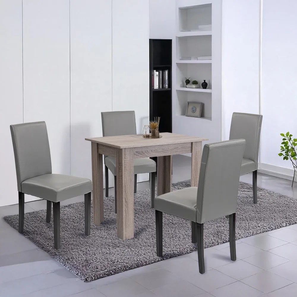 Set de masă Leon 4+1 stejar York gri
