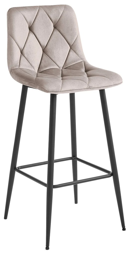 Scaun de bar NADO VELVET bej inchis cu picioare negre