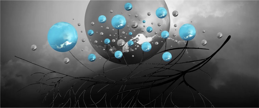 Tabloul - bile abstracte albastru deschis (120x50 cm)