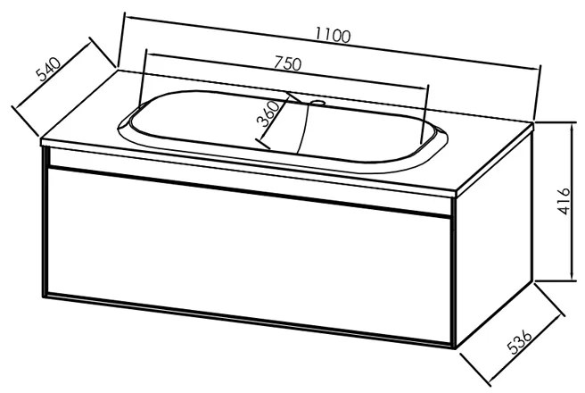 Set mobilier suspendat si lavoar Kolpasan, Pandora, 110 cm, alb lucios