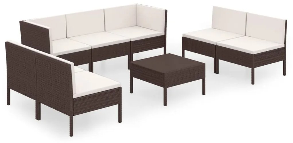 3094355 vidaXL Set mobilier de grădină cu perne, 8 piese, maro, poliratan