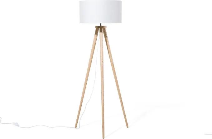 Lampadar cu trepied din lemn NITRA, alb, 142 cm H