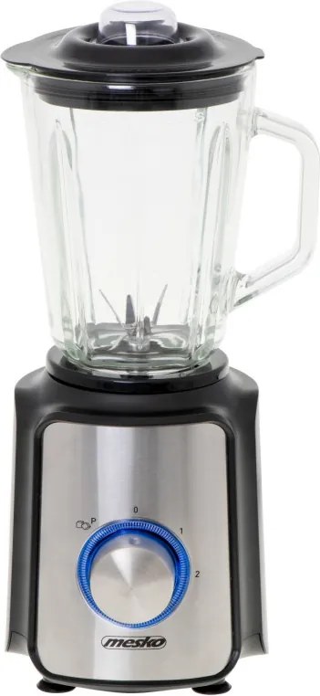 Blender Mesko MS 4080, 1200 W, 1,5 l, 21 000 rpm, 6 lame, 2 viteze + funcție puls, capac cu orificiu, inox/negru
