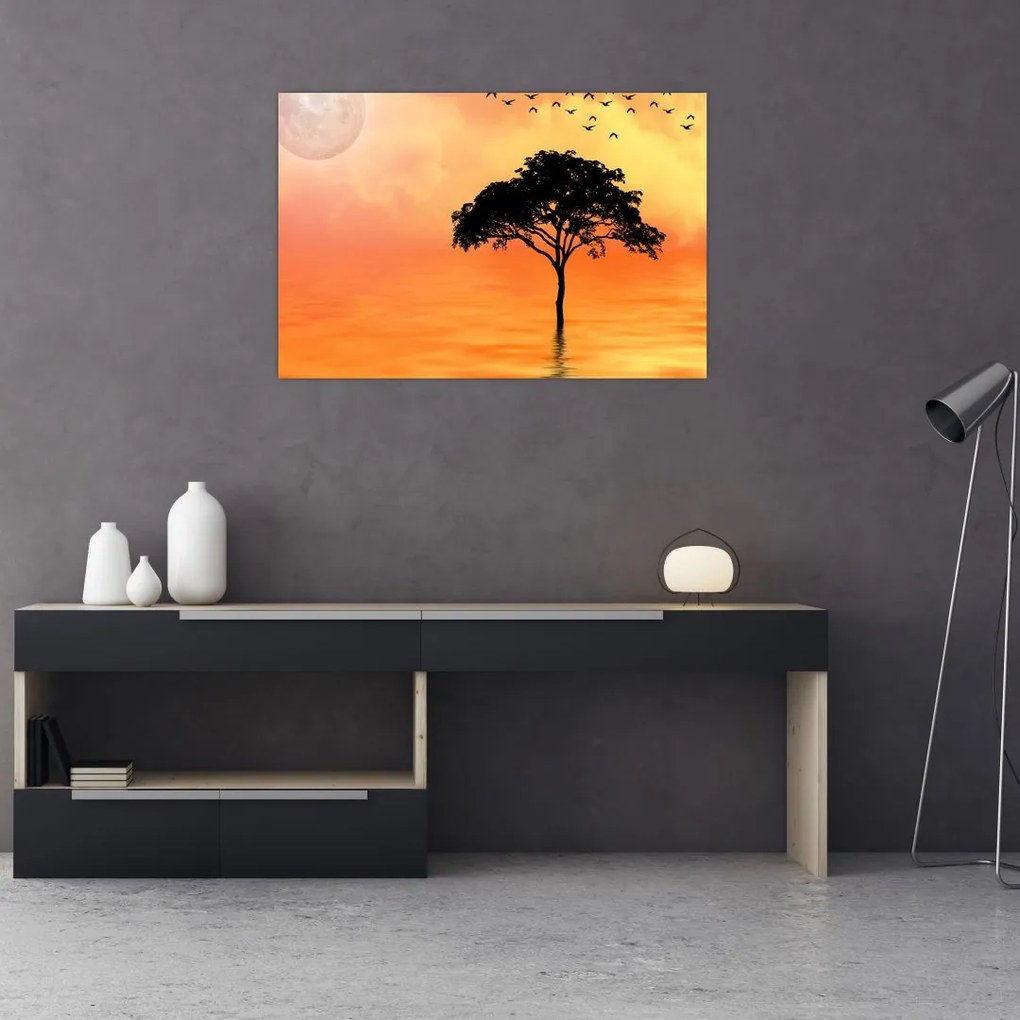 Tablou cu copac în apus de soare (90x60 cm)