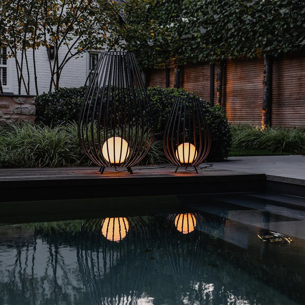 Lampa de podea de design neagră cu opal 70 cm - Angela