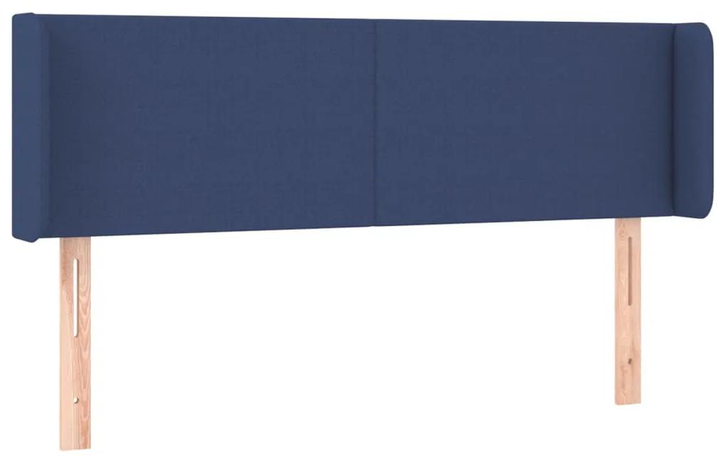 3118492 vidaXL Tăblie de pat cu aripioare, albastru, 147x16x78/88 cm textil