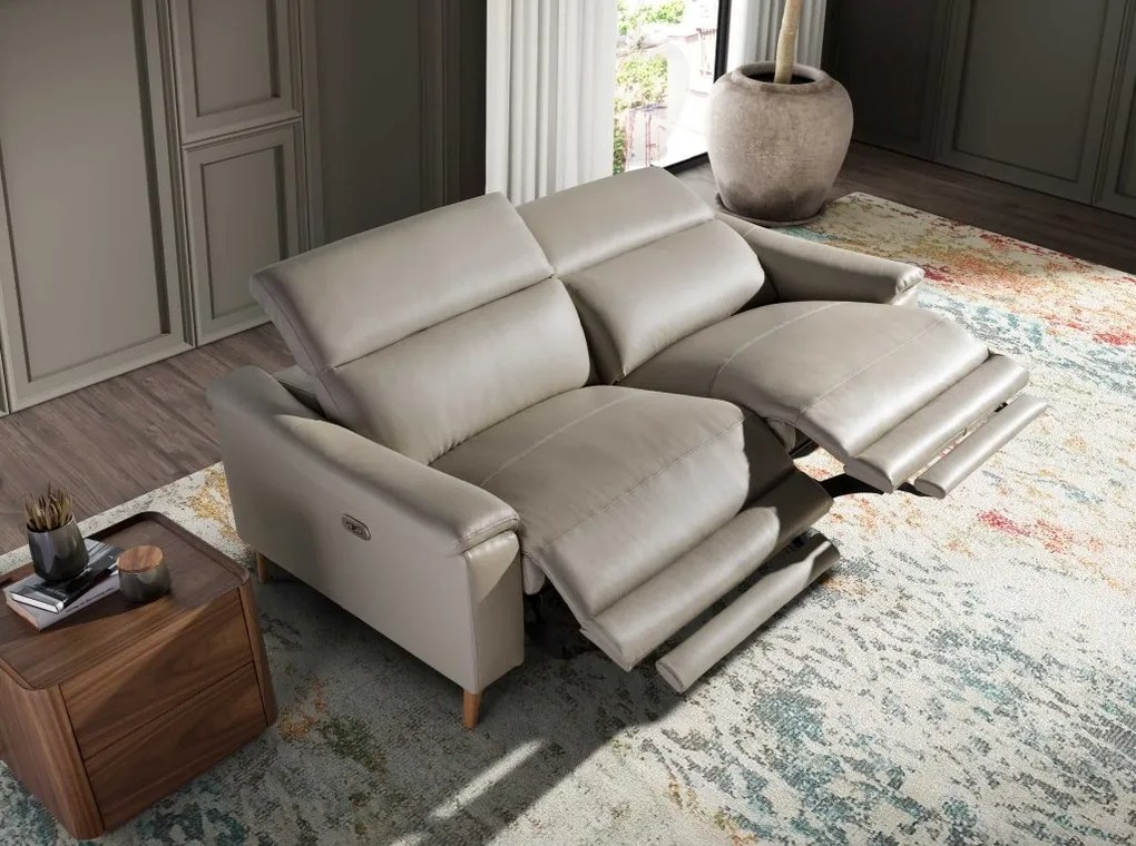 Canapea 3 locuri eleganta, design LUX cu functia relax Cowhide taupe grey
