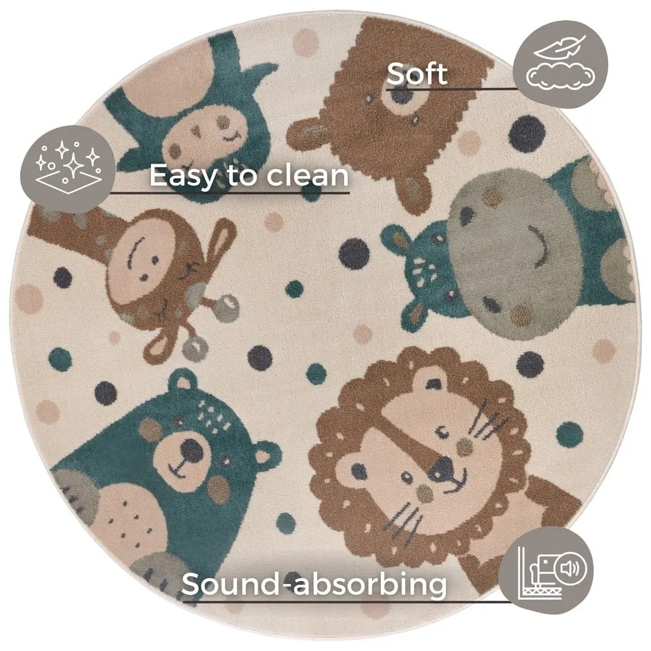 Covor pentru copii bej ø 100 cm Animal Party – Hanse Home