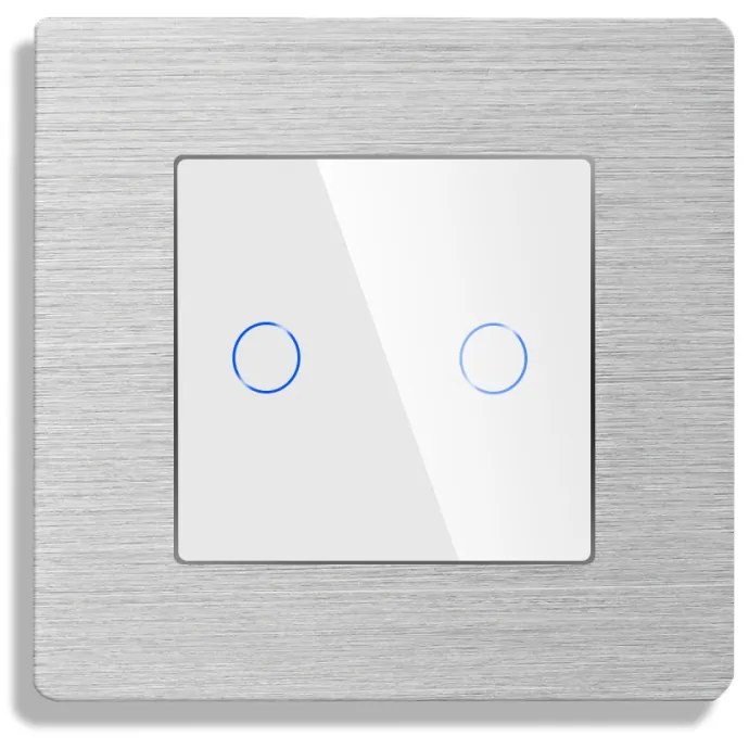 Intrerupator Dublu cu Touch din Sticla si Rama de Aluminiu LUXION