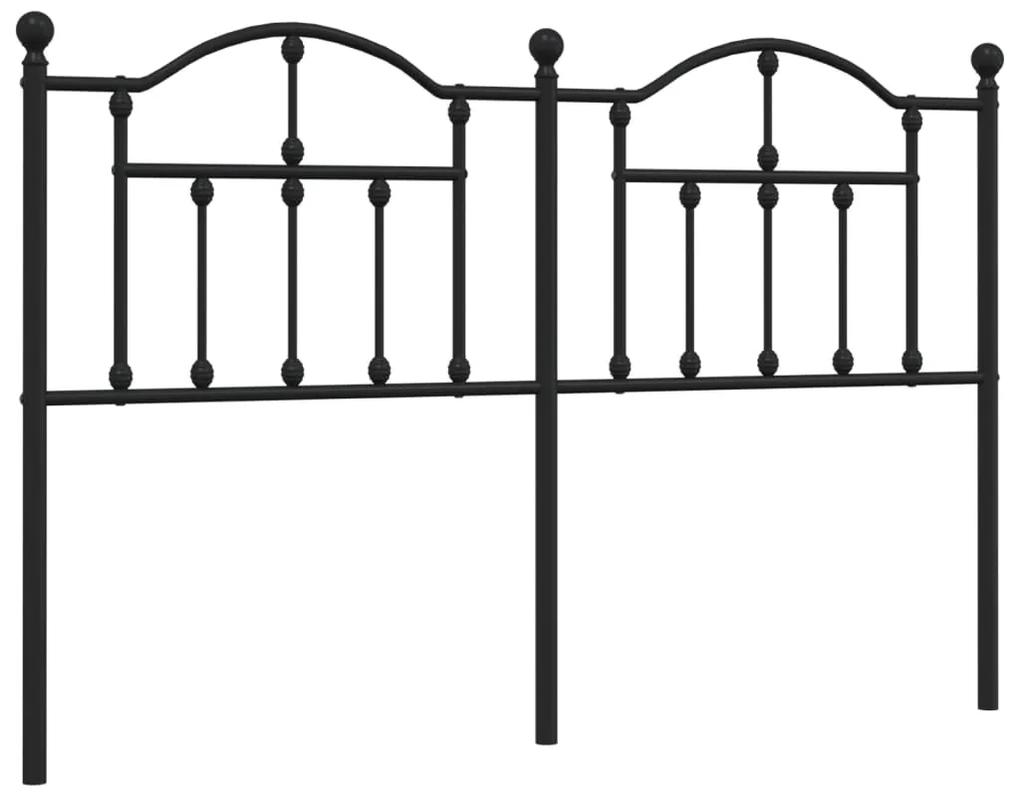 353473 vidaXL Tăblie de pat metalică, negru, 150 cm