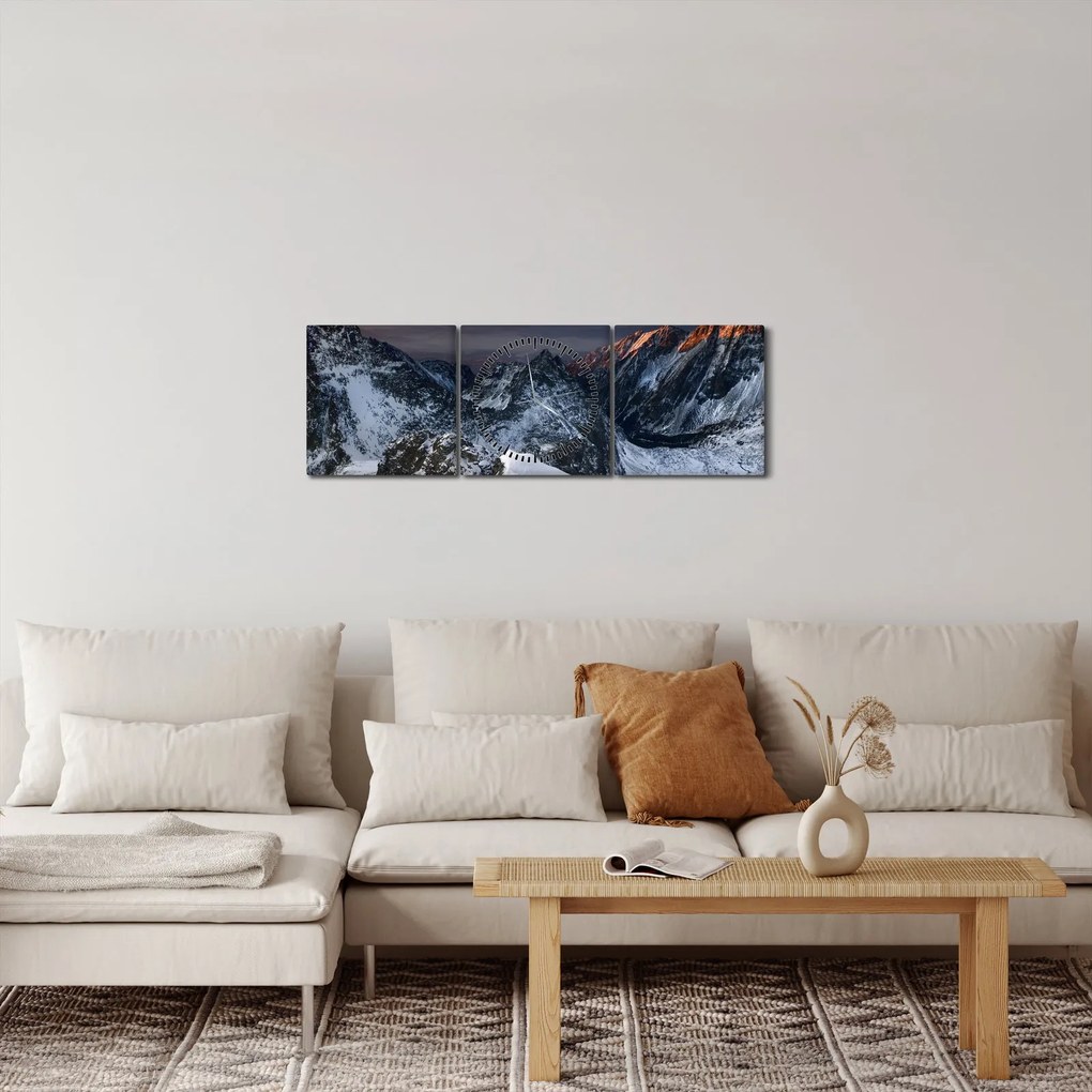 Tablou - Răsărit de soare în munți (cu ceas) (90x30 cm)