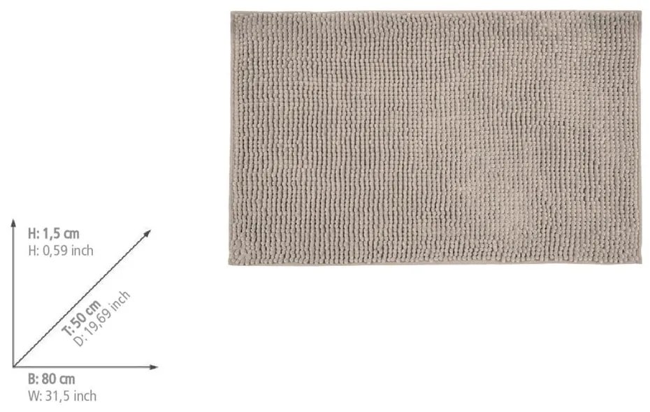 Covoraș de baie bej din material textil 50x80 cm Chenille – Allstar