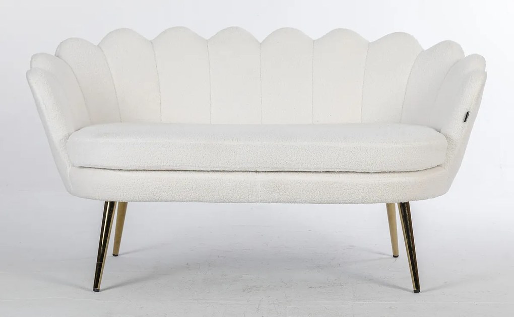 FREY Alb din Boucle cu Spătar cu Picioare Aurii