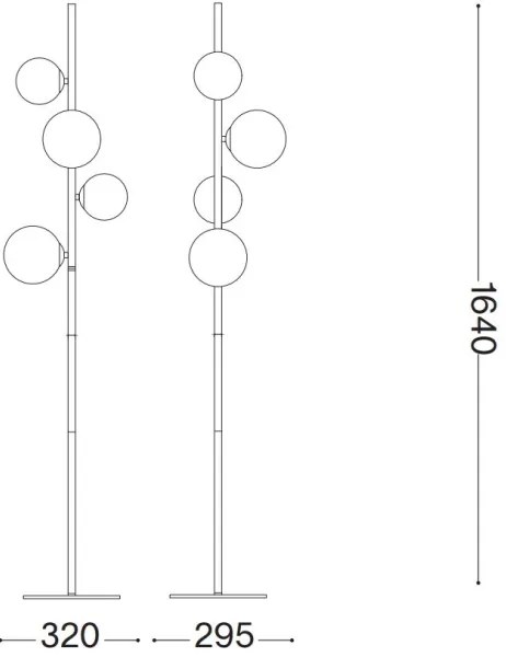 Ideal Lux - Lampă de podea LED PERLAGE 4xG9/3W/230V negru/fumuriu