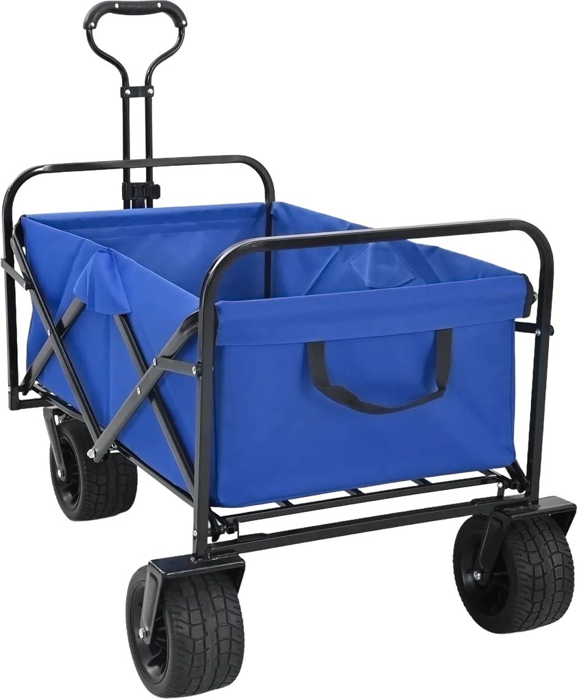 vidaXL Trolley Manevrabil Pliabil Manual albastru 89 x 63 x 96 cm