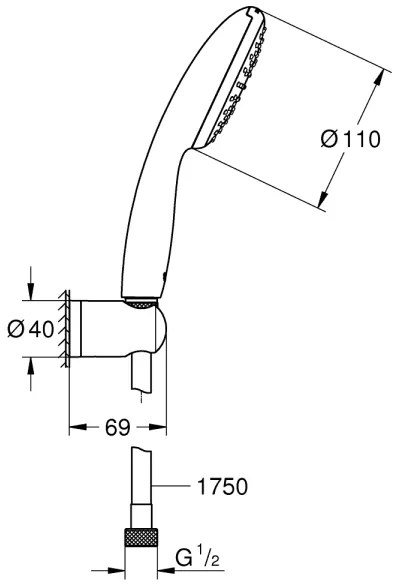 GROHE 27944001 - Set de duș VITALIO START 110, 110 mm, crom lucios
