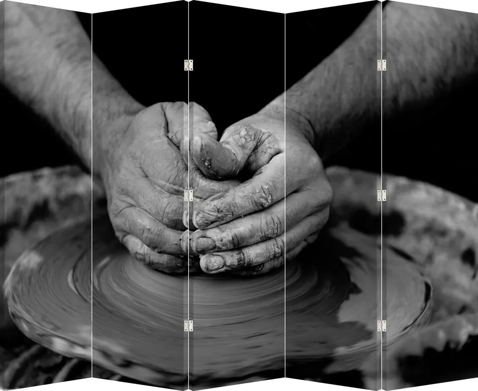 Paravan alb negru - Producția de ceramică (210x170 cm)