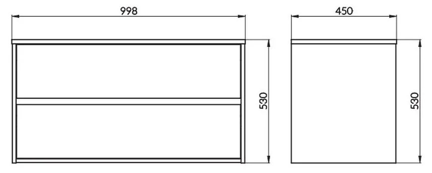 Dulap baie suspendat Cersanit Crea 100 cm pentru lavoar pe blat, gri Gri, 1000x450 mm