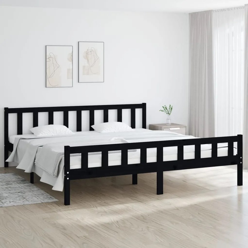 810693 vidaXL Cadru de pat, negru, 160x200 cm, lemn masiv