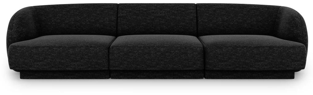 Canapea modulara Miley cu 3 locuri si tapiterie din tesatura structurala, negru