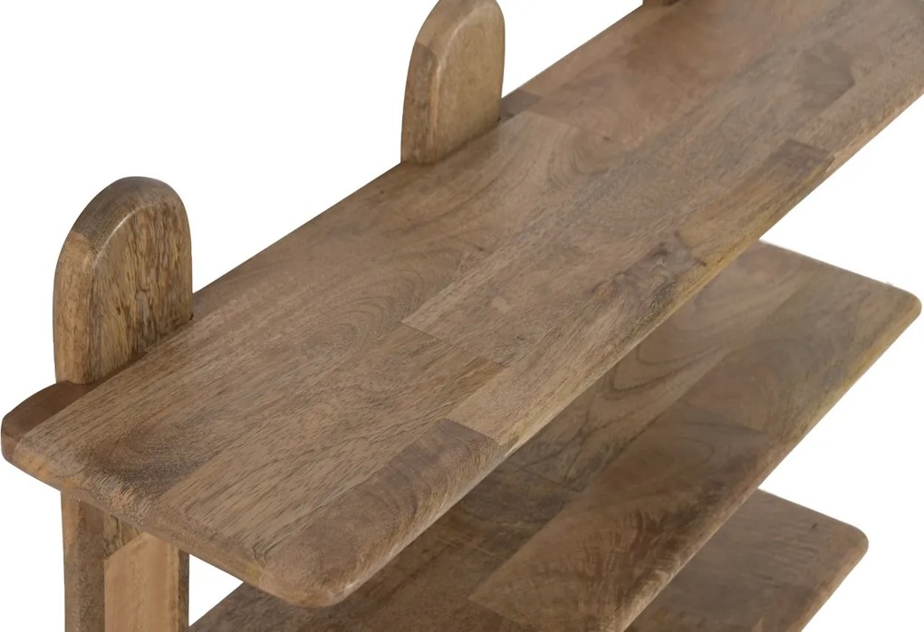 Raft de perete din lemn de mango, maro, cu 5 polițe, finisaj natural, 100 x 71,5 x 19 cm, „Noves”