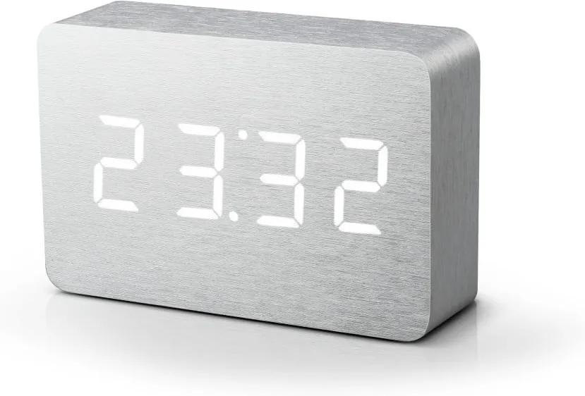 Ceas deșteptător alb cu LED alb Gingko Brick Click Clock