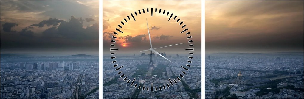 Tabloul - Paris din înâlțime (cu ceas) (90x30 cm)