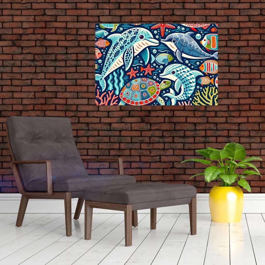 Tablou – Animale acvatice desenate (90x60 cm)