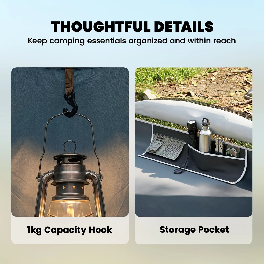 Outsunny Cort de camping pentru 2-4 persoane, impermeabil, cort de familie cu 3 uși, acoperiș de ploaie detașabil, folie de sol, geantă de transport, albastru închis | Aosom Romania