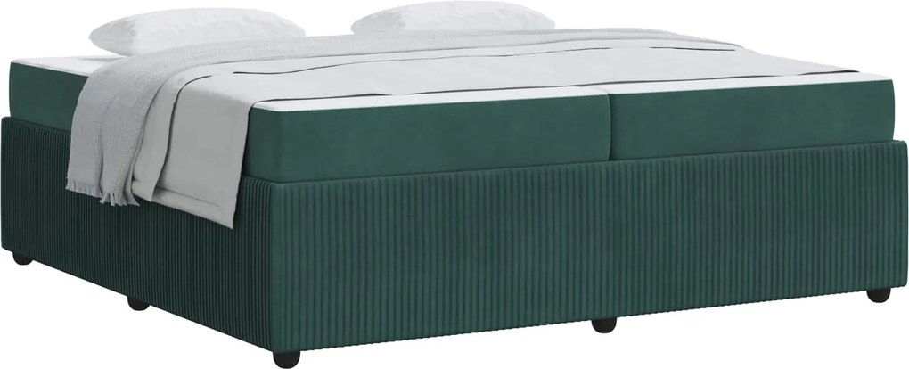vidaXL Cadru de pat cu saltea Verde închis 200 x 200 cm țesătură