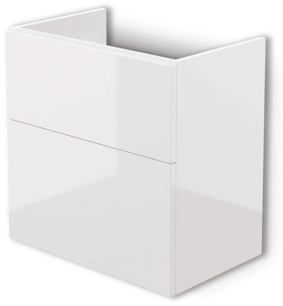 Dulap baie suspendat 60x60x38.5cm pentru lavoar, alb lucios, MDF, Deante Prizma Alb lucios, 600x600x385 mm