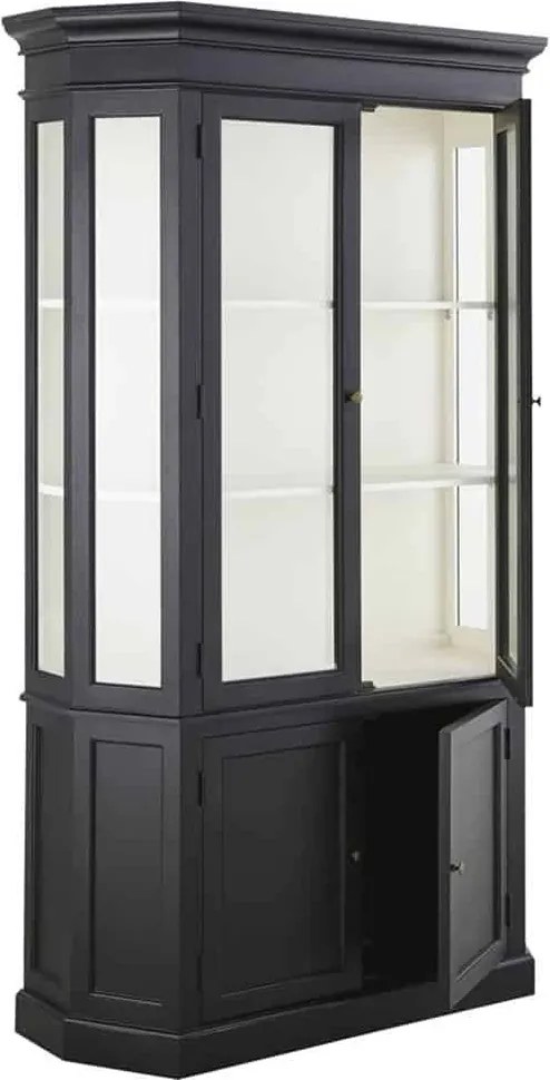 Vitrină lemn masiv gri Noir Antracit, 85 × 45 × 210 cm