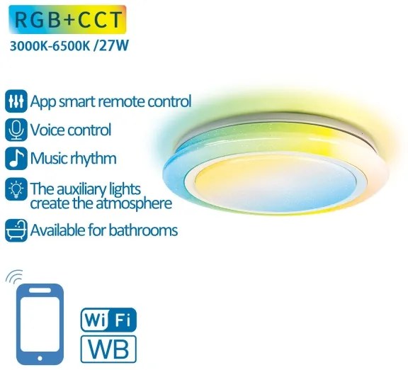 Corp de iluminat LED RGBW dimabil Aigostar LED/27W/230V 40 cm Wi-Fi IP44