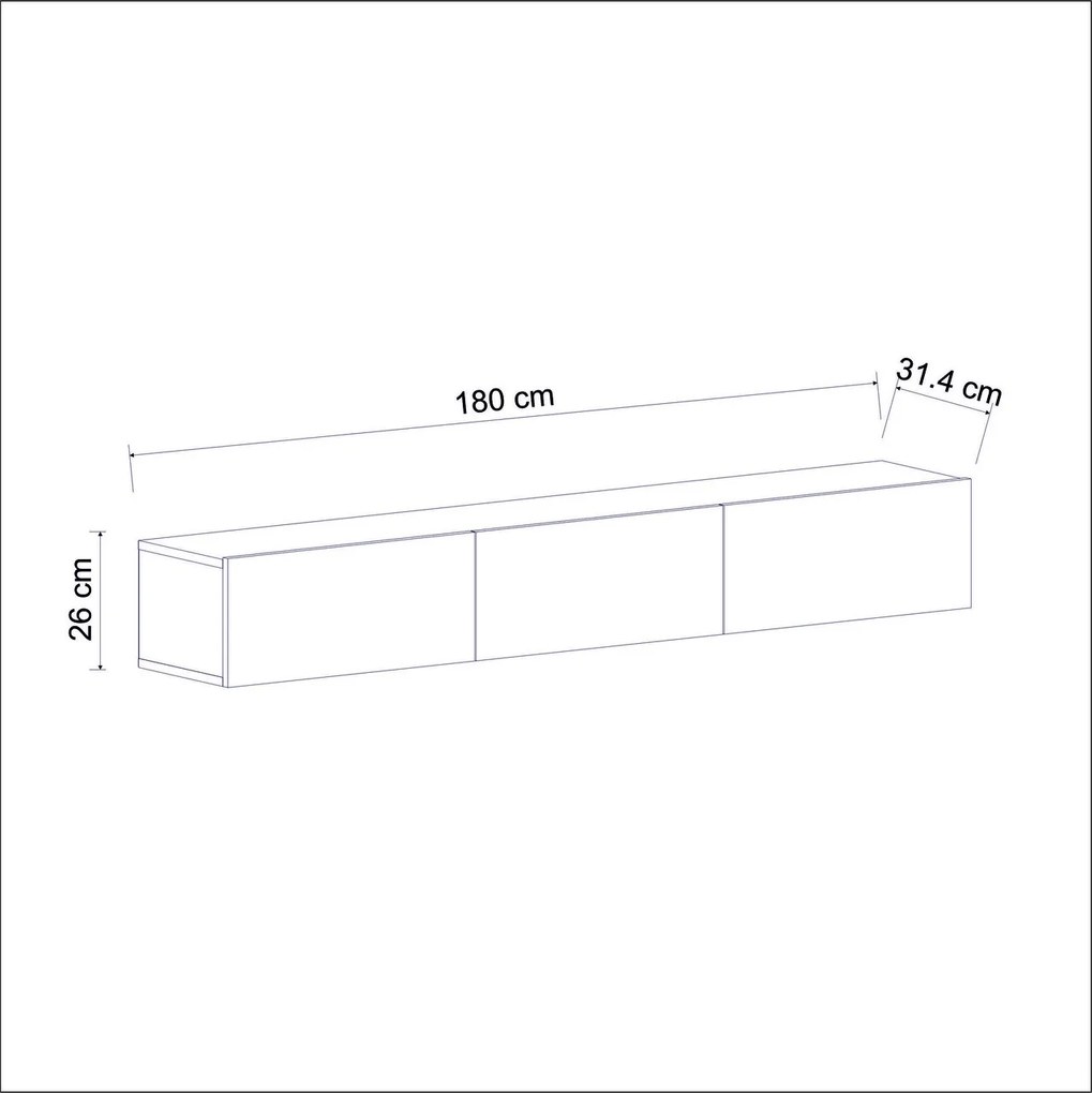 Comoda TV, Hanah Home, Terra, 180x26x31.4 cm, Alb