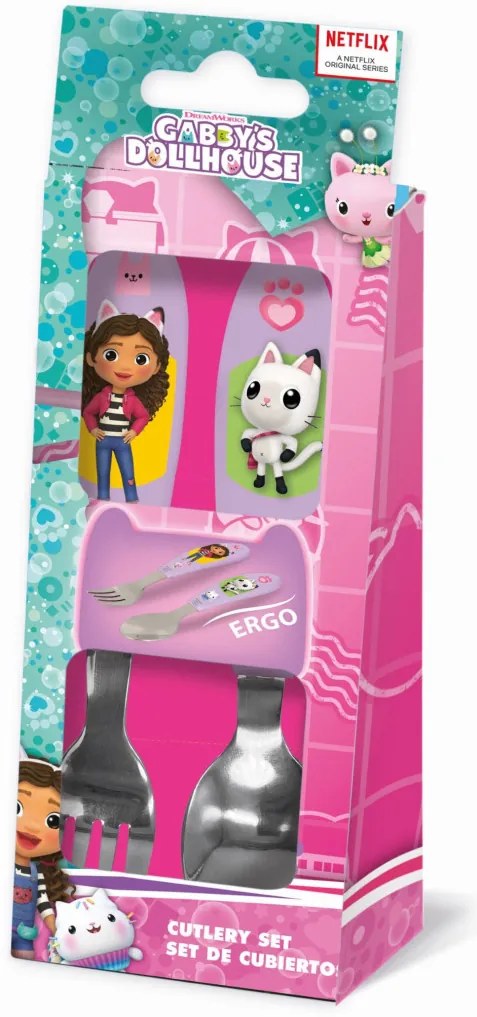 Gabby&#039;s Dollhouse Wonderland set de tacâmuri ergonomic metalic - 2 bucăți