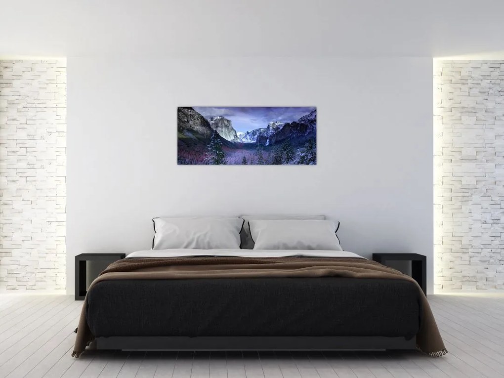 Tablou cu peisaj montan iarna (120x50 cm)