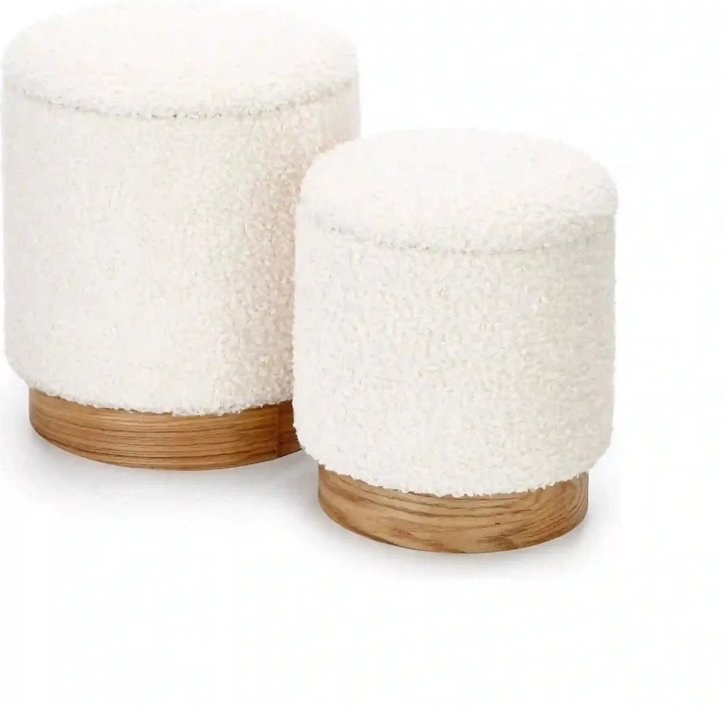 Set taburete moderne CANCUN, crem/stejar, stofa buclata/placaj indoit,