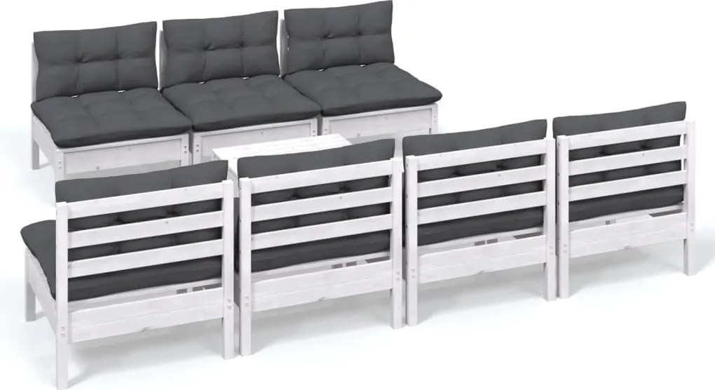 vidaXL Set mobilier de grădină cu perne antracit, 8 piese, lemn de pin