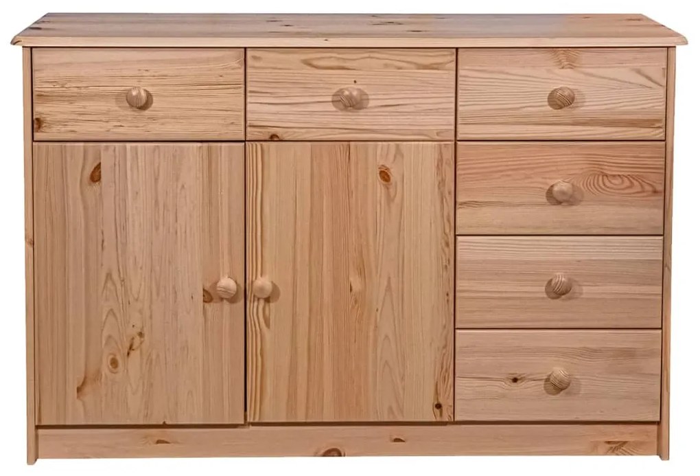 Servanta cu 6 sertare, 113x35x73 cm, lemn masiv de pin 1, Maro