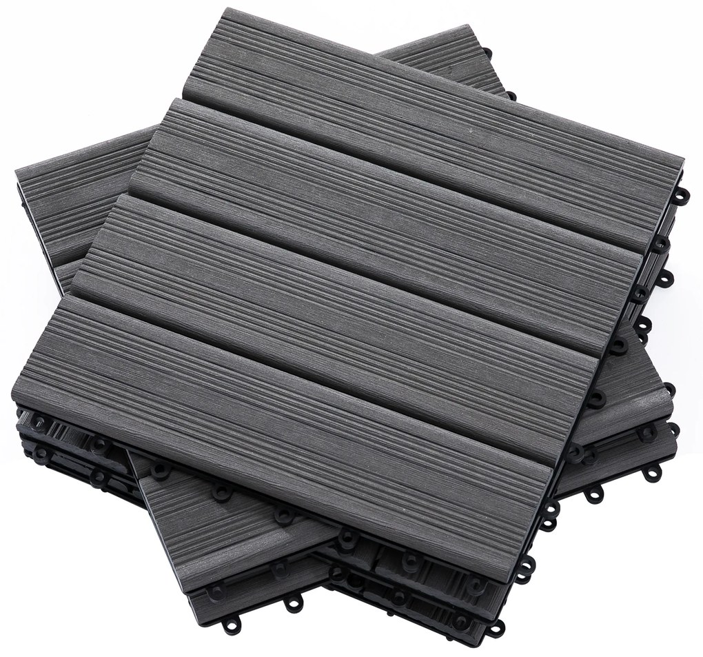 Outsunny, gresie exterior, set de 11 placi, 30x30x2.2 cm, gri | Aosom Ro