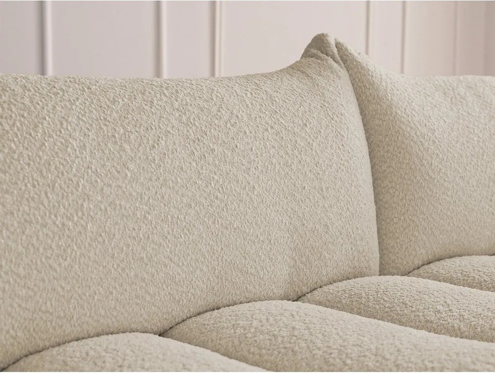 Colțar bej cu tapițerie din țesătură bouclé (cu colț pe partea dreaptă/cu șezlong) Azra – Bobochic Paris