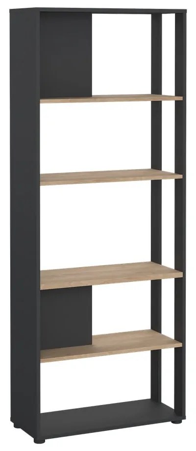 Bibliotecă gri antracit/cu aspect de lemn de stejar 80x205 cm Sign – Tvilum