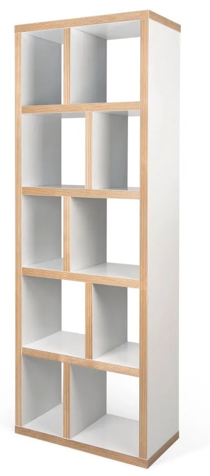Bibliotecă TemaHome Berlin 570, decor lemn, detalii albe