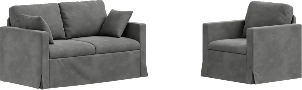 vidaXL Set de canapea 2 pcs Gri închis 138 x 78 x 80 cm Catifea