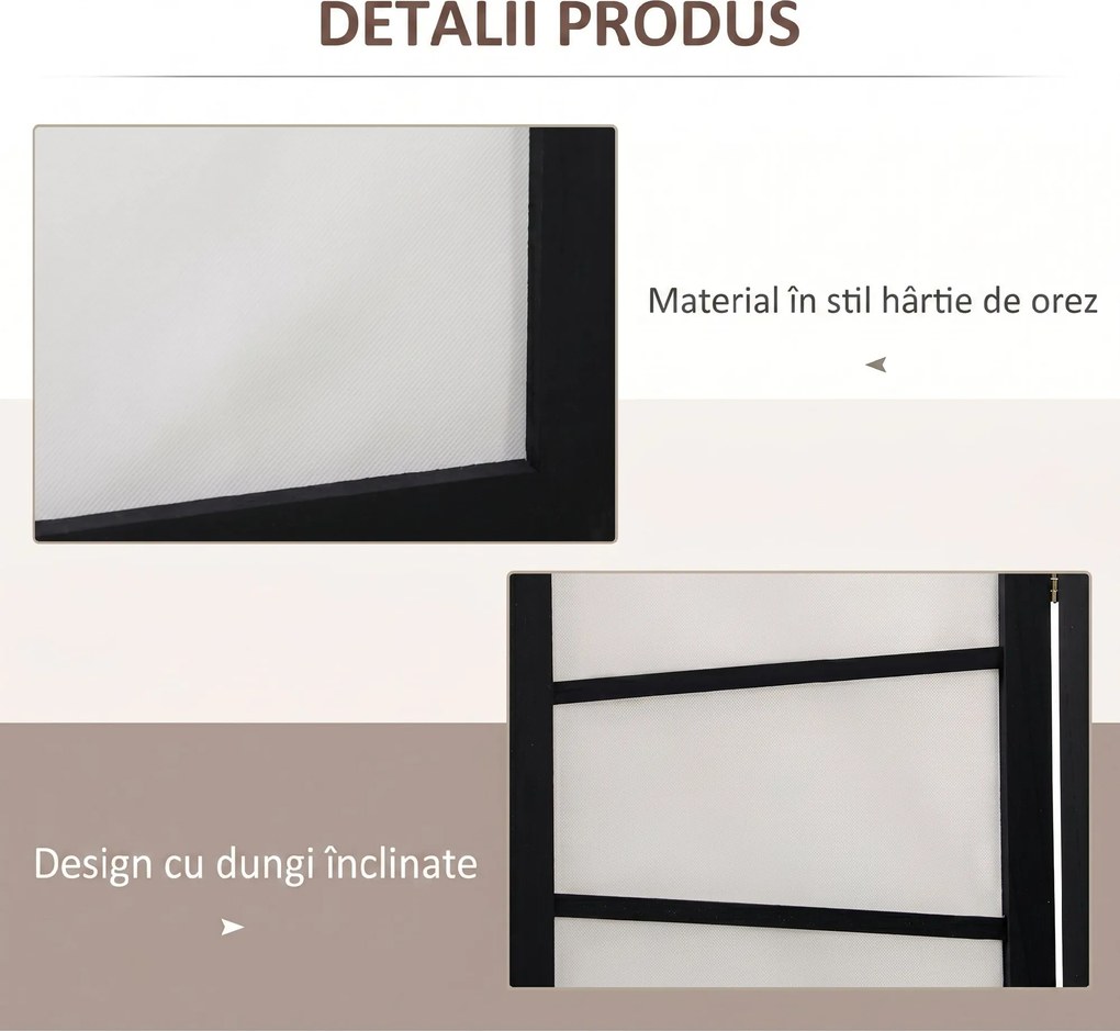 HOMCOM  Separator de camera cu 3 panouri, ecrane de confidentialitate pliabile portabile din lemn de interior | Aosom Romania